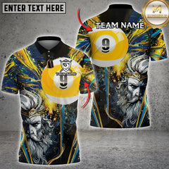 Maxcorners Billiards Ball 9 Zeus God Art Style Personalized Name 3D Unisex Shirt