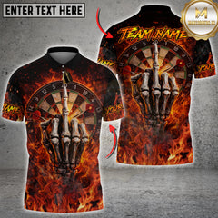 Maxcorners Darts Dark Skull Fire Multicolor Customized Team Name 3D Shirt