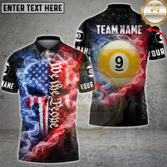Maxcorners Billiards We The People 9 Ball Fire Smoke Design Personalized Name, Team Name 3D Shirt