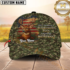 Maxcorners Deer & American Flag Retirement Plan Personalized Hat 3D Printed Multicolor