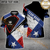 Maxcorners Texas Flag Vintage Style Billiard Jersey Customized Name, Team Name 3D Shirt