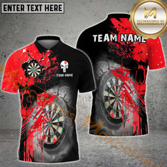 Maxcorners Darts Skull Multicolor Options Personalized Name, Team Name 3D Polo Shirt