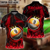 Maxcorners Billiard Ball 9 Chain King Multicolor Options Personalized Name, Team Name 3D Polo Shirt (6 Colors)