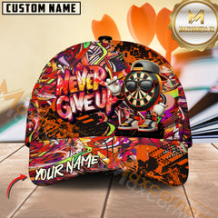 Maxcorners Graffiti Darts Funny Never Give Up Dartboard Multicolor Option Personalized Name 3D Cap