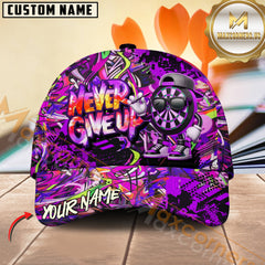 Maxcorners Graffiti Darts Funny Never Give Up Dartboard Multicolor Option Personalized Name 3D Cap