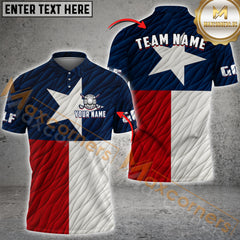 Maxcorners Golf Texas Flag Customized Name, Team Name 3D Unisex Shirt