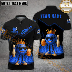 Maxcorners Bowling Shirt King Ball Beer Style Personalized Name, Team Name 3D Shirt (4 Colors)