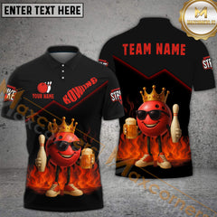 Maxcorners Bowling Shirt King Ball Beer Style Personalized Name, Team Name 3D Shirt (4 Colors)