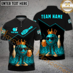 Maxcorners Bowling Shirt King Ball Beer Style Personalized Name, Team Name 3D Shirt (4 Colors)