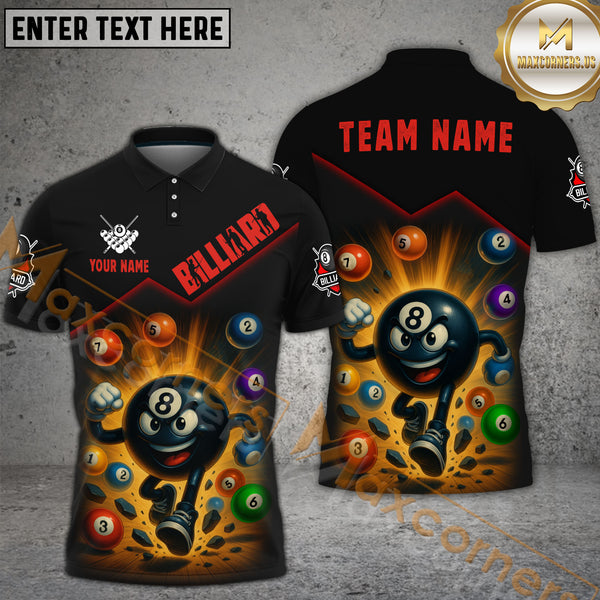 Maxcorners Billiard Explosive 8-Ball Multicolor Personalized Name, Team Name 3D Shirt