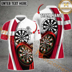 Maxcorners Darts Shirt Danish Flag Dartboard Style Personalized Name, Team Name 3D Shirt