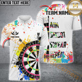 MaxCorners Darts Colorful Paint Aim Shoot Swear Repeat Darts Customized Name 3D Polo Shirt For Men