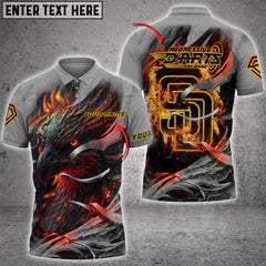 Maxcorners Darts Eagle Fire Flame Customized Name, Team Name 3D Polo Shirt For Emilio