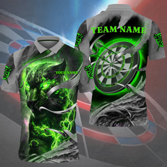 Maxcorners Darts Panther Fire Flame Personalized Name, Team Name 3D Polo Shirt (6 colors)