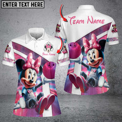 Maxcorners Bowling And Pins MN Multicolor Personalized Name, Team Name All Over Printed 3D Polo Shirt