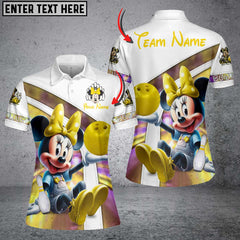 Maxcorners Bowling And Pins MN Multicolor Personalized Name, Team Name All Over Printed 3D Polo Shirt