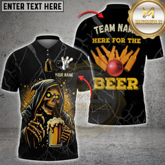 Maxcorners Bowling Grim Reaper Beer Personalized Name, Team Name 3D Shirts