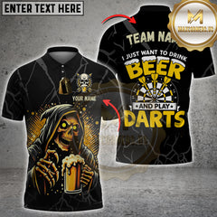 Maxcorners Darts Grim Reaper Beer Personalized Name, Team Name 3D Shirts