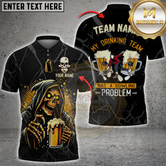 Maxcorners Bowling Grim Reaper Beer My Drinking Team Has A Bowling Problem Personalized Name, Team Name 3D Shirt