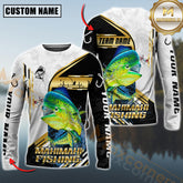 Maxcorners Mahi-Mahi Fishing Hook Graphic & Jumping Fish Art Personalized Name, Team Name 3D Long Sleeve Shirt