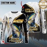 Maxcorners Tuna Fishing Hook Graphic & Jumping Fish Art  Personalized Name, Team Name 3D Long Sleeve Shirt