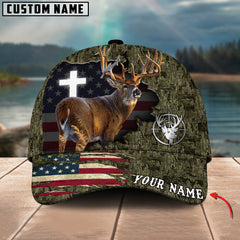 Maxcorners Cross America Hunting Deer Crack Camo Pattern Multicolor Option Personalized Cap