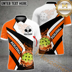 Maxcorners Pickleball Ball Fire Mutilcolor Option Customized Name, Team Name 3D Shirt
