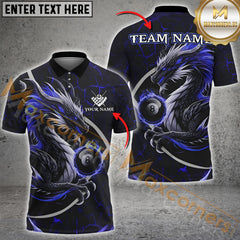Maxcorners Personalized Fiery Crack Pattern Dragon Multicolor Billiard Shirts For Men, Team League Billiard Jerseys