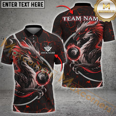 Maxcorners Personalized Fiery Crack Pattern Dragon Multicolor Billiard Shirts For Men, Team League Billiard Jerseys
