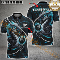 Maxcorners Personalized Fiery Crack Pattern Dragon Multicolor Billiard Shirts For Men, Team League Billiard Jerseys