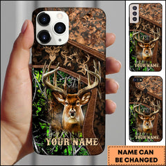 Maxcorners Collab Artist Deer Hunting Camo Ver2 Personalized Name Phone Case (4 colors)