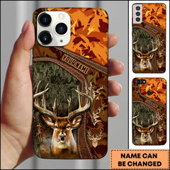 Maxcorners Collab Artist Deer Hunting Camouflage Personalized Name Phone Case (4 colors)