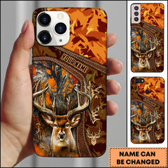 Maxcorners Collab Artist Deer Hunting Camouflage Personalized Name Phone Case (4 colors)