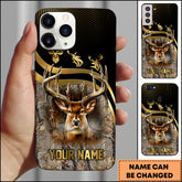 Maxcorners Golden Deer Hunting Camouflage Personalized Name Phone Case (4 colors)