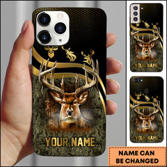 Maxcorners Golden Deer Hunting Camouflage Personalized Name Phone Case (4 colors)
