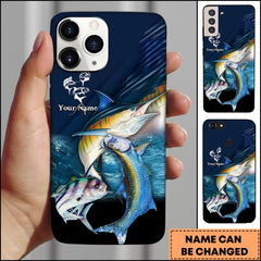 Maxcorners Saltwater Fish Fishing Ocean Action Splash Design Personalized Name Phone Case