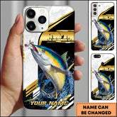 Maxcorners Tuna Fishing Hook Graphic & Jumping Fish Art Personalized Name Phone Case