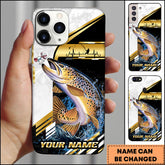 Maxcorners Trout Fishing Hook Graphic & Jumping Fish Art Personalized Name Phone Case