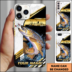 Maxcorners Trout Fishing Hook Graphic & Jumping Fish Art Personalized Name Phone Case