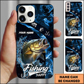 Maxcorners Largemouth Bass Fishing Realistic Jumping Splash Design Personalized Name Phone Case