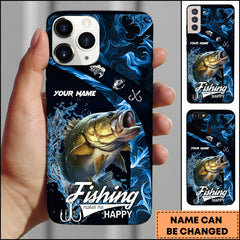 Maxcorners Largemouth Bass Fishing Realistic Jumping Splash Design Personalized Name Phone Case
