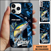 Maxcorners Yellowfin Tuna Fishing Deep Sea Motion Wave Personalized Name Phone Case