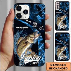 Maxcorners Walleye Fishing Golden Scale Night Water Splash Personalized Name Phone Case