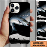 Maxcorners Salmon Fishing Artistic Night Scene Design Personalized Name Phone Case