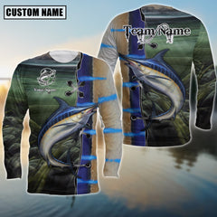 Maxcorners Marlin Predator Angler Sun Protection Personalized Name, Team Name Long Sleeve Shirt