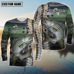 Maxcorners Striped Bass Predator Angler Sun Protection Personalized Name, Team Name Long Sleeve Shirt