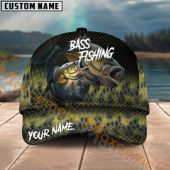 Maxcorners Bass Fishing Tropical Deep Sea Angler Multicolor Personalized Name 3D Cap