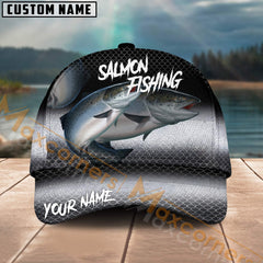 Maxcorners Salmon Fishing Tropical Deep Sea Angler Multicolor Personalized Name 3D Cap