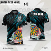Maxcorners Darts Watercolor Art Mutilcolor Options Personalized Name, Team Name 3D Polo Shirt