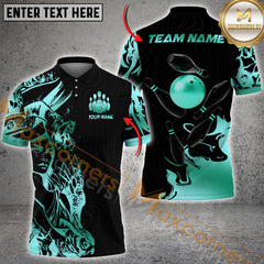 Maxcorners Gold Accents Premium Bowling Jersey Multicolor Option Customized Name, Team Name 3D Polo Shirt